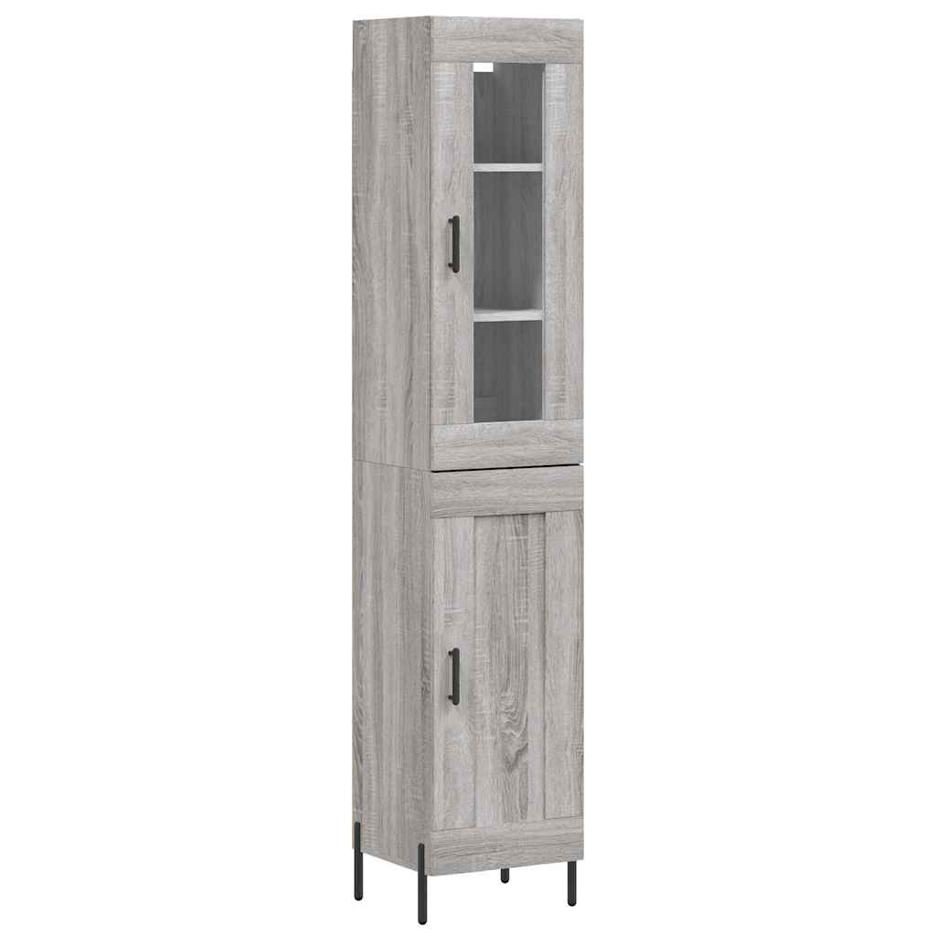 szürke sonoma szerelt fa magasszekrény 34,5 x 34 x 180 cm