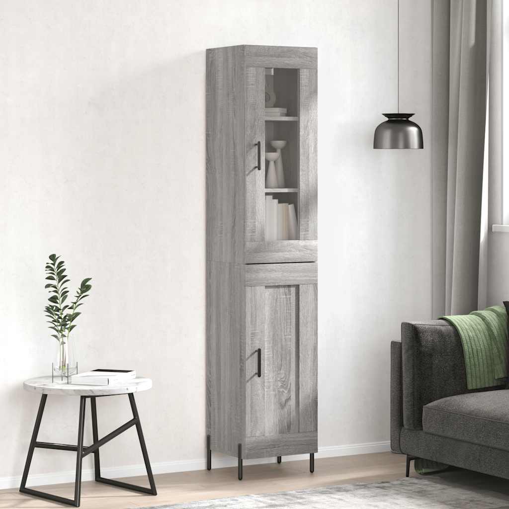 szürke sonoma szerelt fa magasszekrény 34,5 x 34 x 180 cm