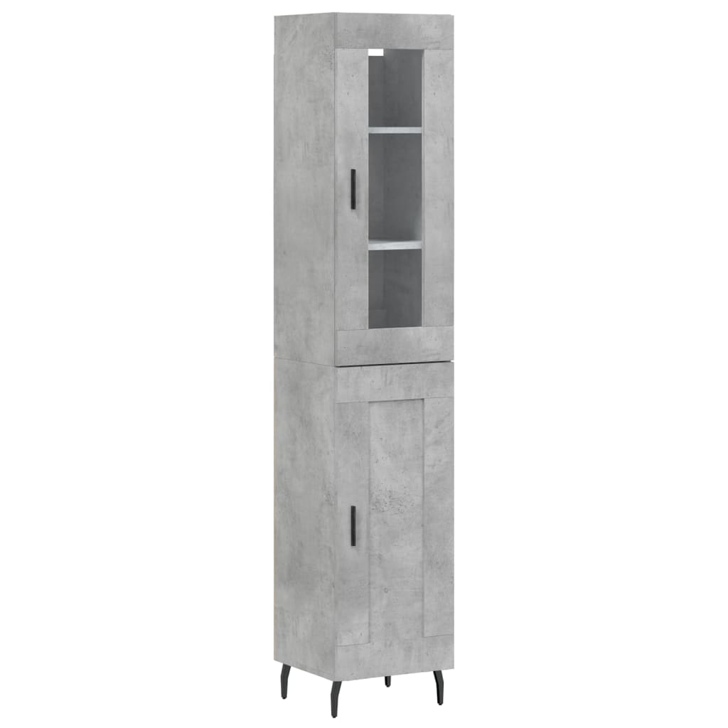 betonszürke szerelt fa magasszekrény 34,5x34x180 cm