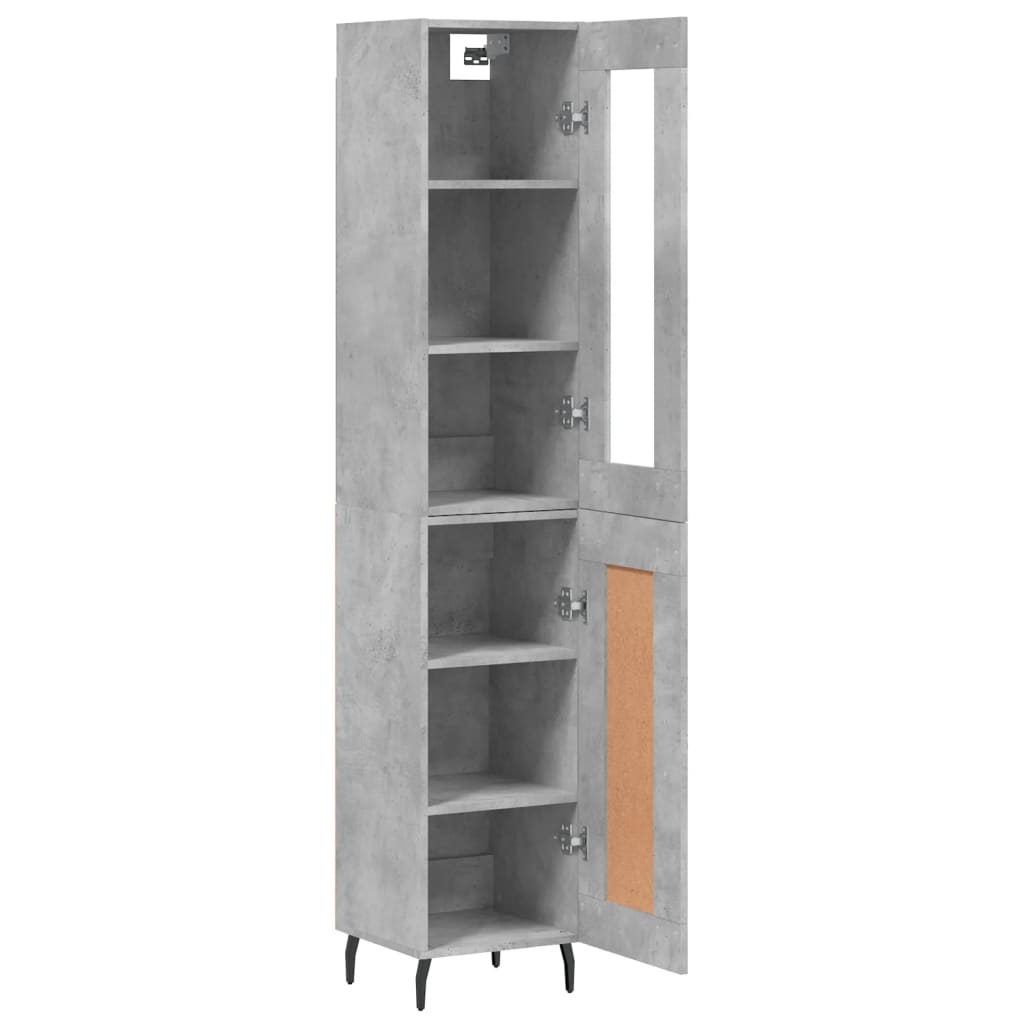 betonszürke szerelt fa magasszekrény 34,5x34x180 cm
