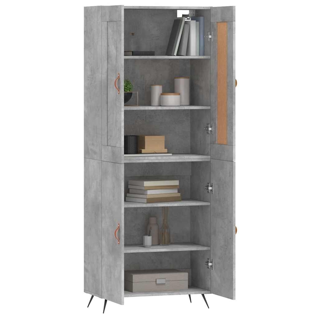 betonszürke szerelt fa magasszekrény 69,5 x 34 x 180 cm