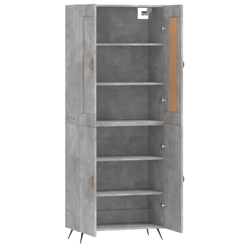 betonszürke szerelt fa magasszekrény 69,5 x 34 x 180 cm
