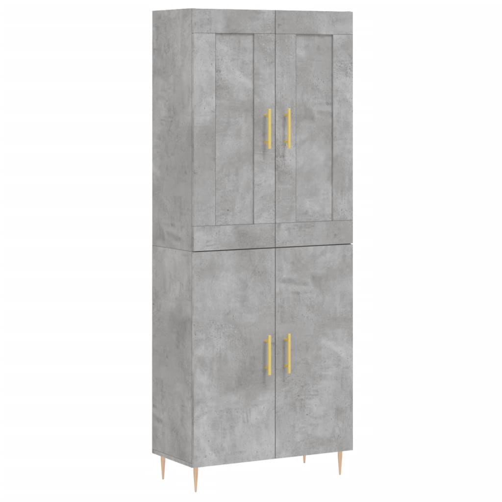 betonszürke szerelt fa magasszekrény 69,5 x 34 x 180 cm