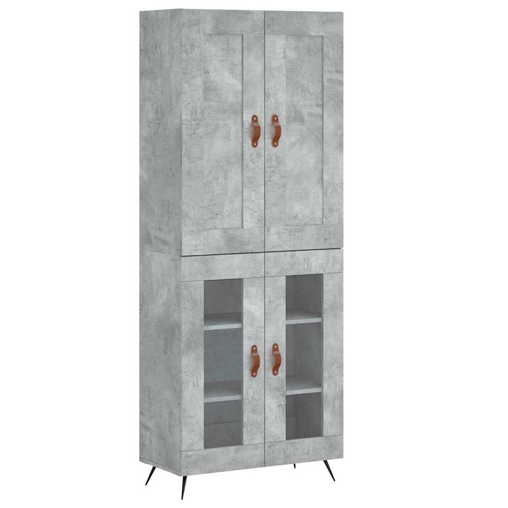 betonszürke szerelt fa magasszekrény 69,5 x 34 x 180 cm
