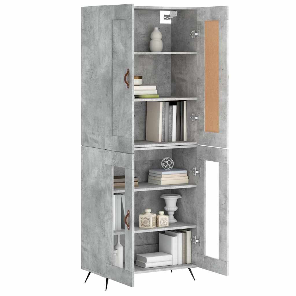betonszürke szerelt fa magasszekrény 69,5 x 34 x 180 cm