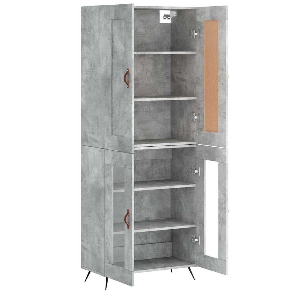 betonszürke szerelt fa magasszekrény 69,5 x 34 x 180 cm