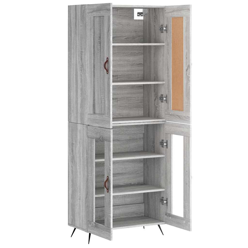 szürke sonoma szerelt fa magasszekrény 69,5 x 34 x 180 cm
