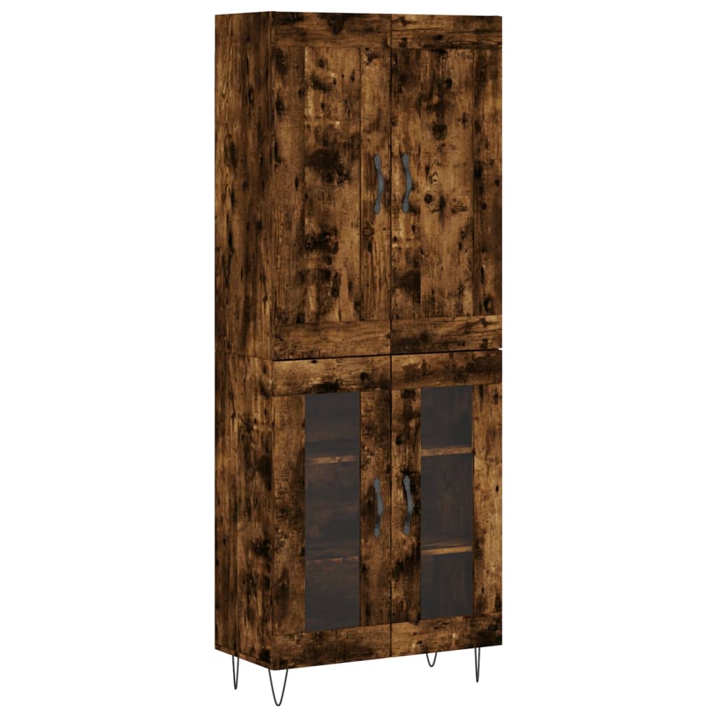 füstös tölgy színű szerelt fa magasszekrény 69,5 x 34 x 180 cm