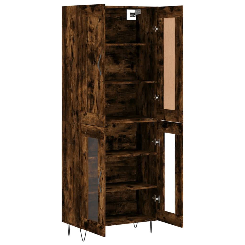 füstös tölgy színű szerelt fa magasszekrény 69,5 x 34 x 180 cm