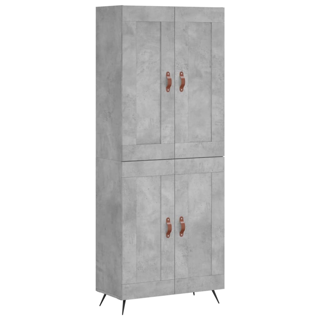 betonszürke szerelt fa magasszekrény 69,5 x 34 x 180 cm