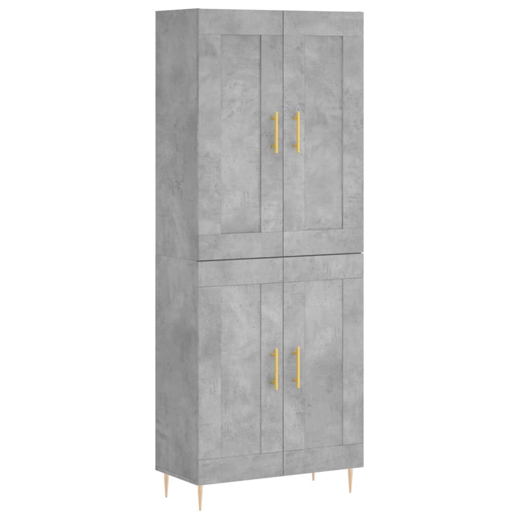 betonszürke szerelt fa magasszekrény 69,5 x 34 x 180 cm
