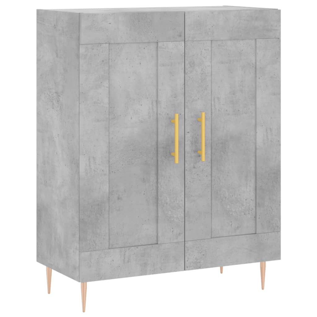 betonszürke szerelt fa magasszekrény 69,5 x 34 x 180 cm