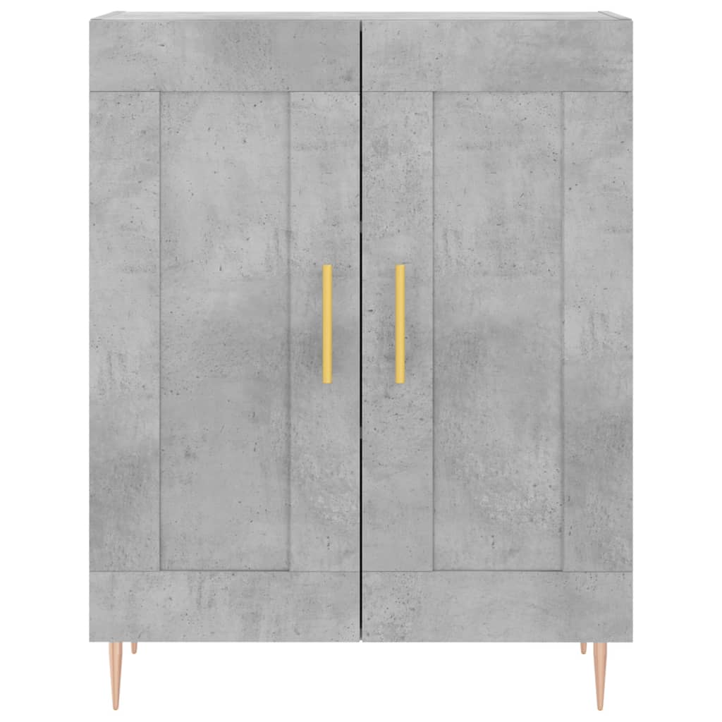 betonszürke szerelt fa magasszekrény 69,5 x 34 x 180 cm
