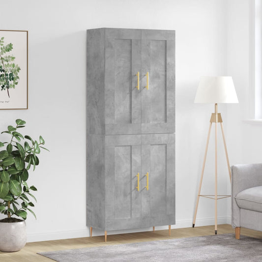 betonszürke szerelt fa magasszekrény 69,5 x 34 x 180 cm