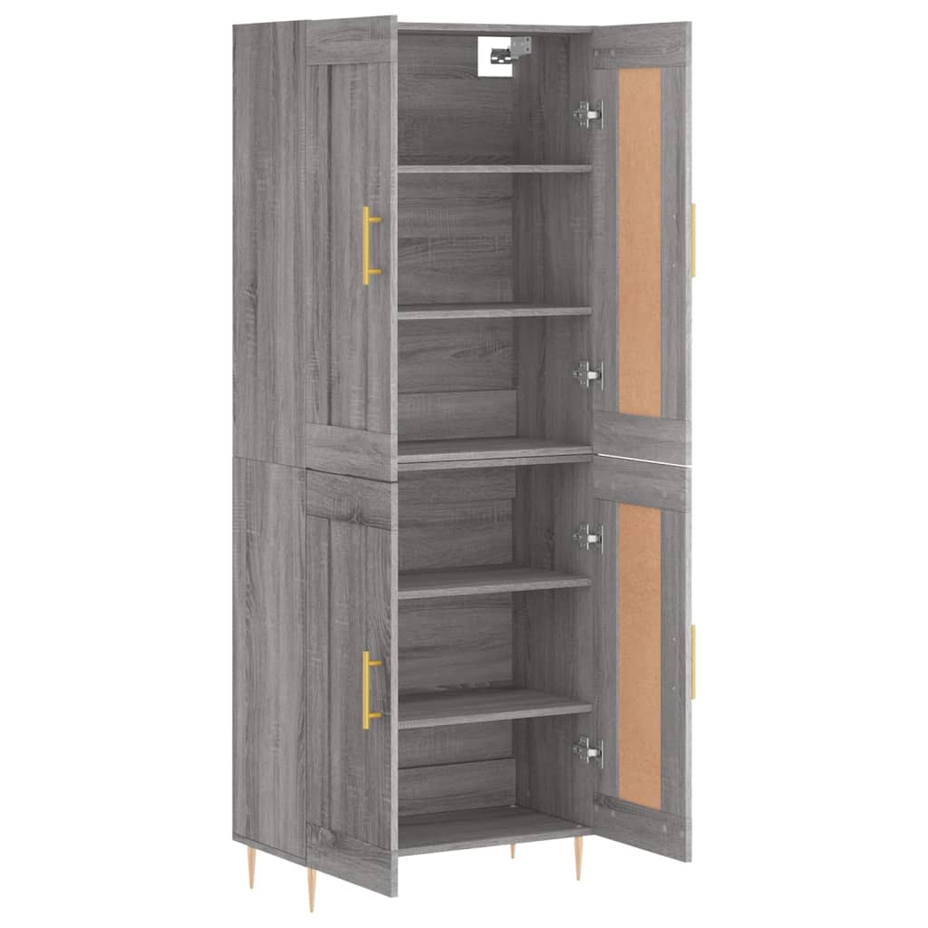 szürke sonoma szerelt fa magasszekrény 69,5 x 34 x 180 cm