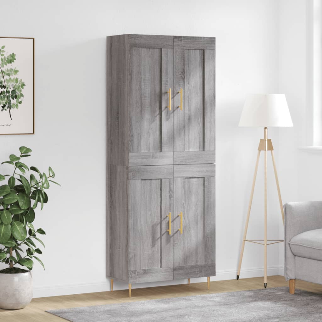 szürke sonoma szerelt fa magasszekrény 69,5 x 34 x 180 cm