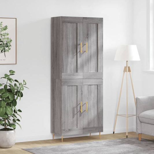 szürke sonoma szerelt fa magasszekrény 69,5 x 34 x 180 cm