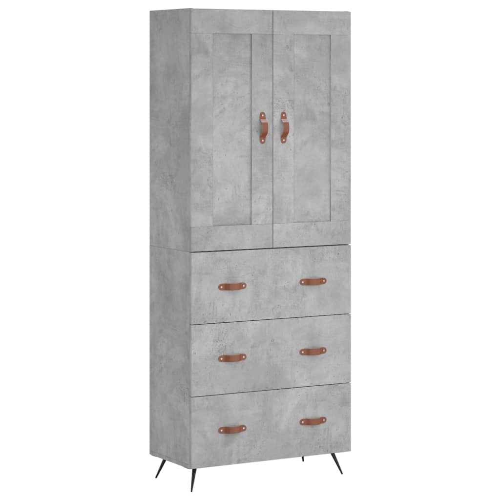 betonszürke szerelt fa magasszekrény 69,5 x 34 x 180 cm