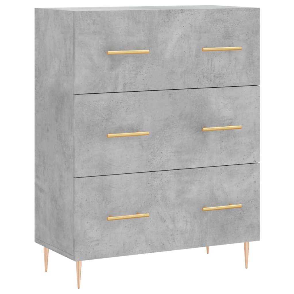 betonszürke szerelt fa magasszekrény 69,5 x 34 x 180 cm