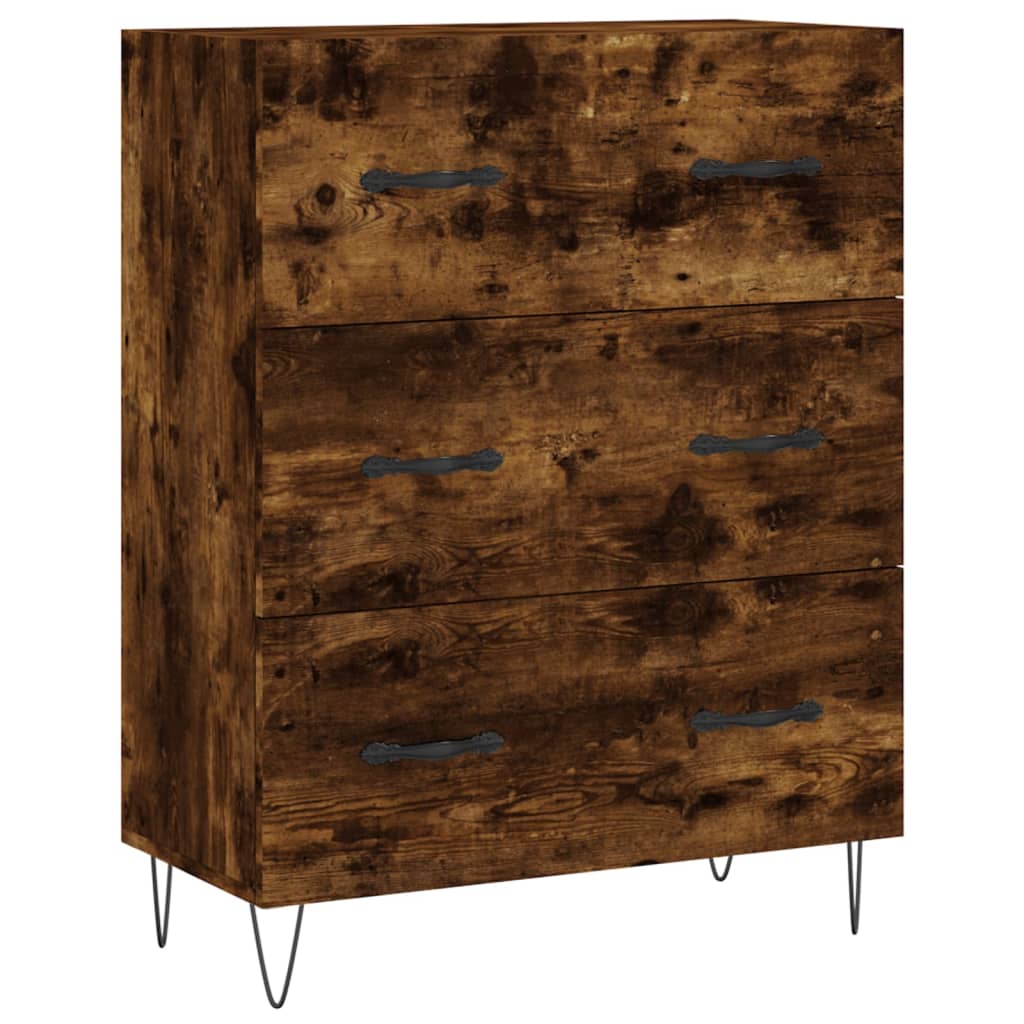 füstös tölgy színű szerelt fa magasszekrény 69,5 x 34 x 180 cm