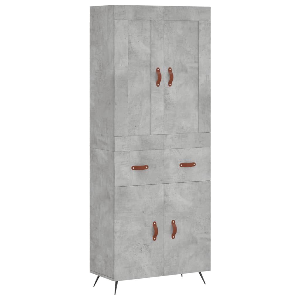 betonszürke szerelt fa magasszekrény 69,5 x 34 x 180 cm