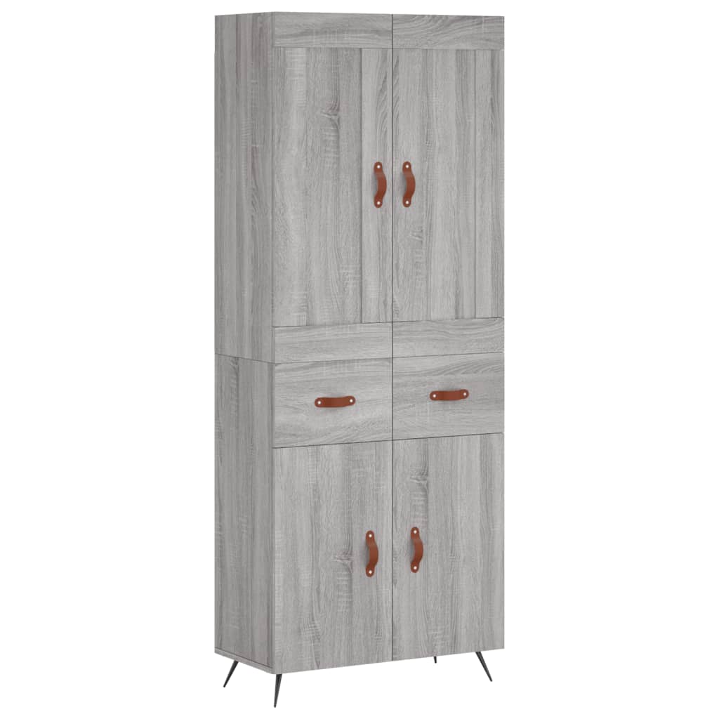 szürke sonoma szerelt fa magasszekrény 69,5 x 34 x 180 cm