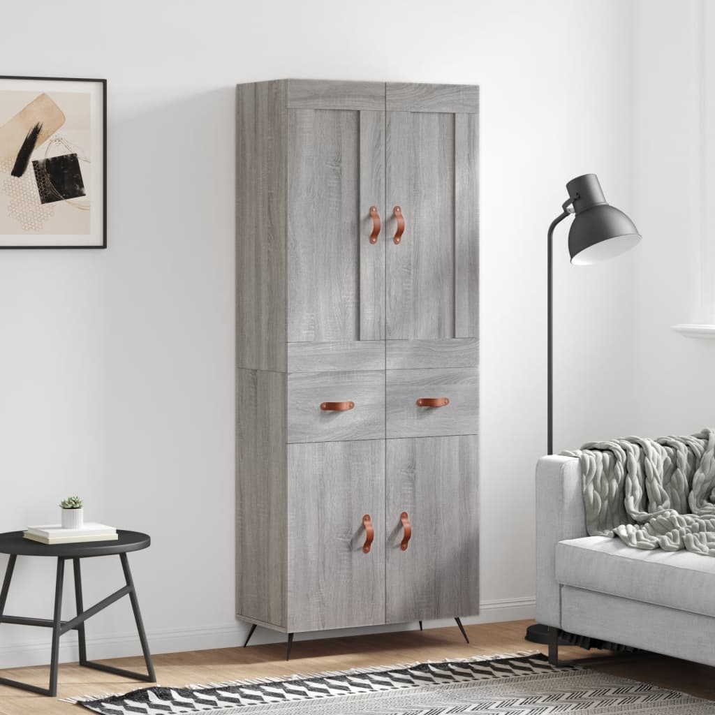 szürke sonoma szerelt fa magasszekrény 69,5 x 34 x 180 cm