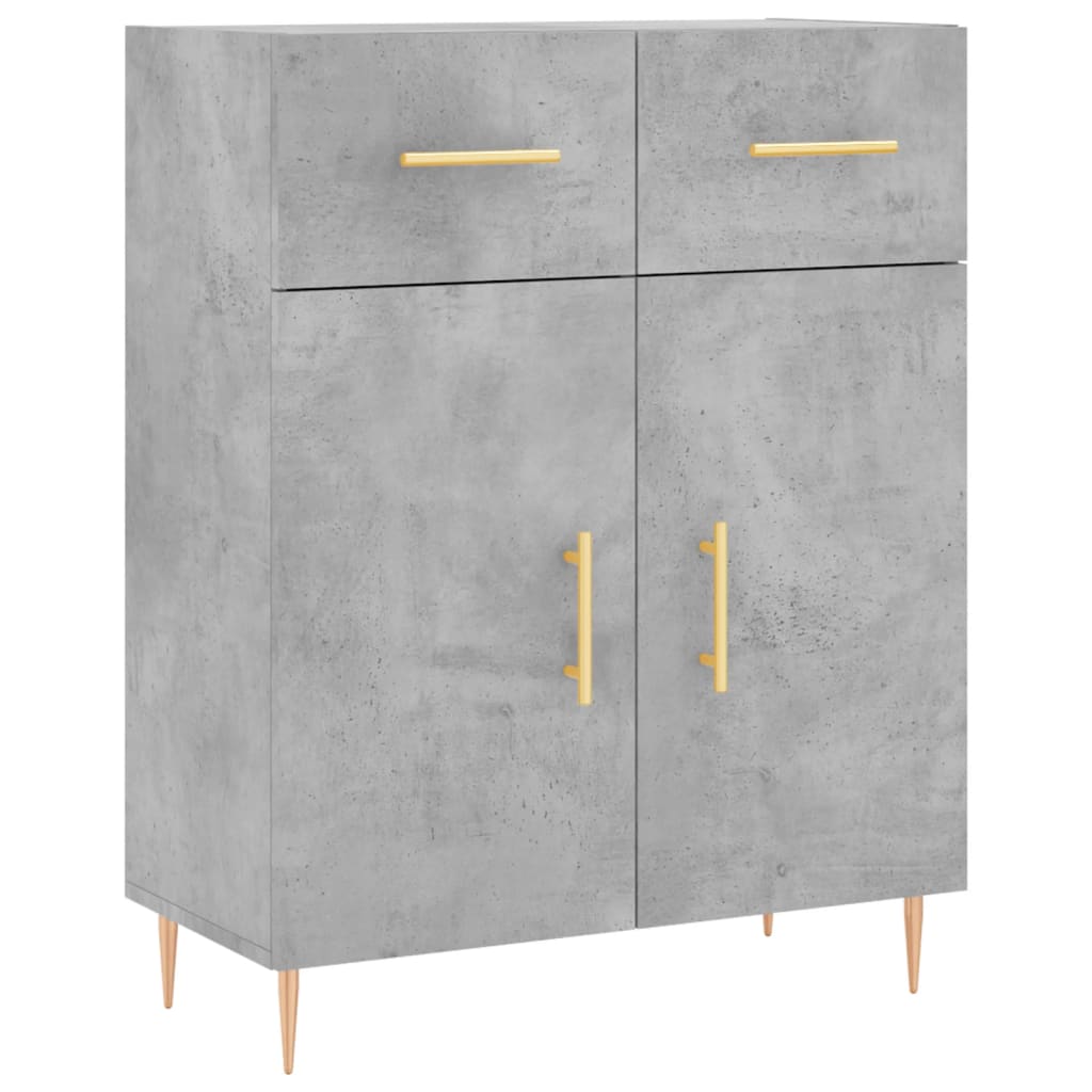 betonszürke szerelt fa magasszekrény 69,5 x 34 x 180 cm