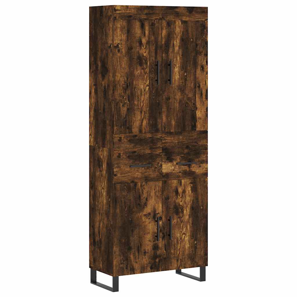 füstös tölgy színű szerelt fa magasszekrény 69,5 x 34 x 180 cm