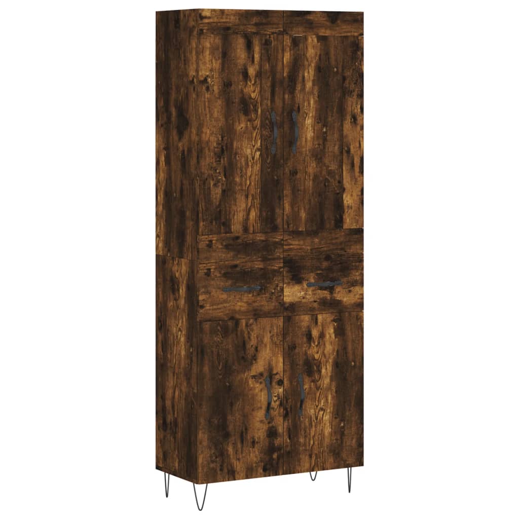 füstös tölgy színű szerelt fa magasszekrény 69,5 x 34 x 180 cm