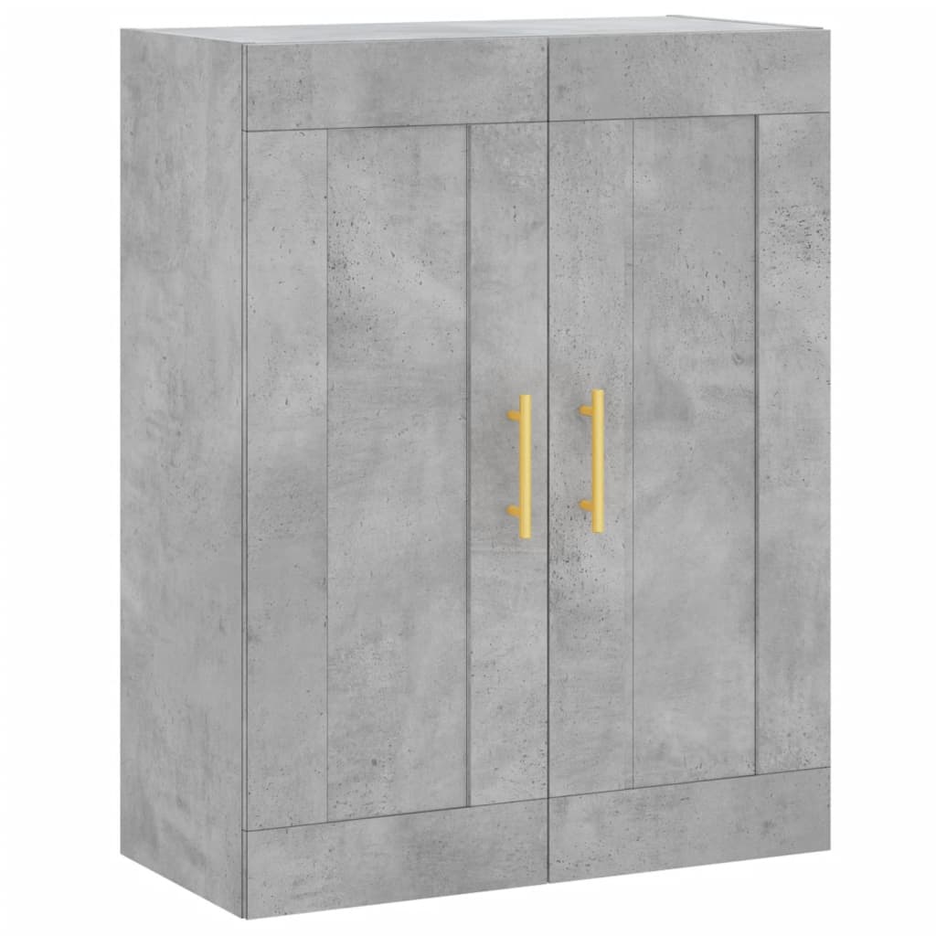 betonszürke szerelt fa magasszekrény 69,5 x 34 x 180 cm