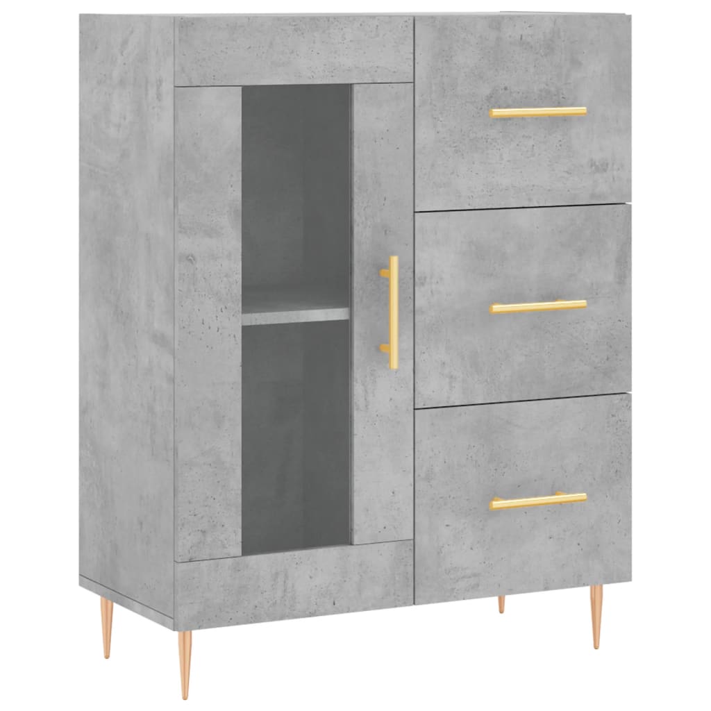 betonszürke szerelt fa magasszekrény 69,5 x 34 x 180 cm