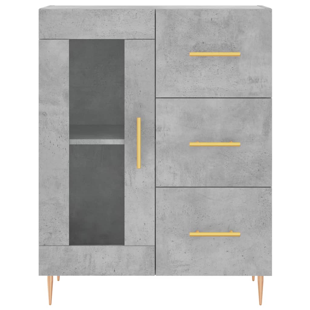 betonszürke szerelt fa magasszekrény 69,5 x 34 x 180 cm