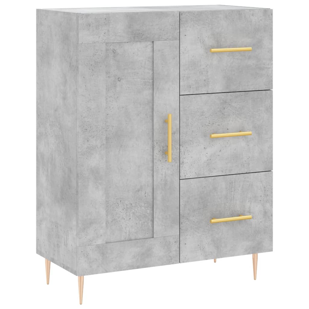 betonszürke szerelt fa magasszekrény 69,5 x 34 x 180 cm
