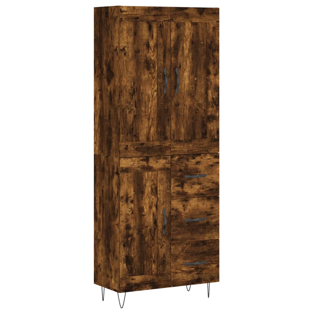 füstös tölgy színű szerelt fa magasszekrény 69,5 x 34 x 180 cm
