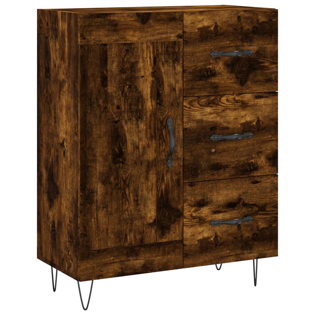 füstös tölgy színű szerelt fa magasszekrény 69,5 x 34 x 180 cm