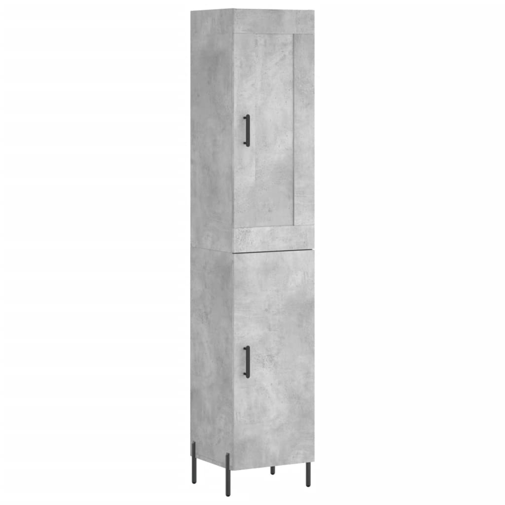 betonszürke szerelt fa magasszekrény 34,5x34x180 cm