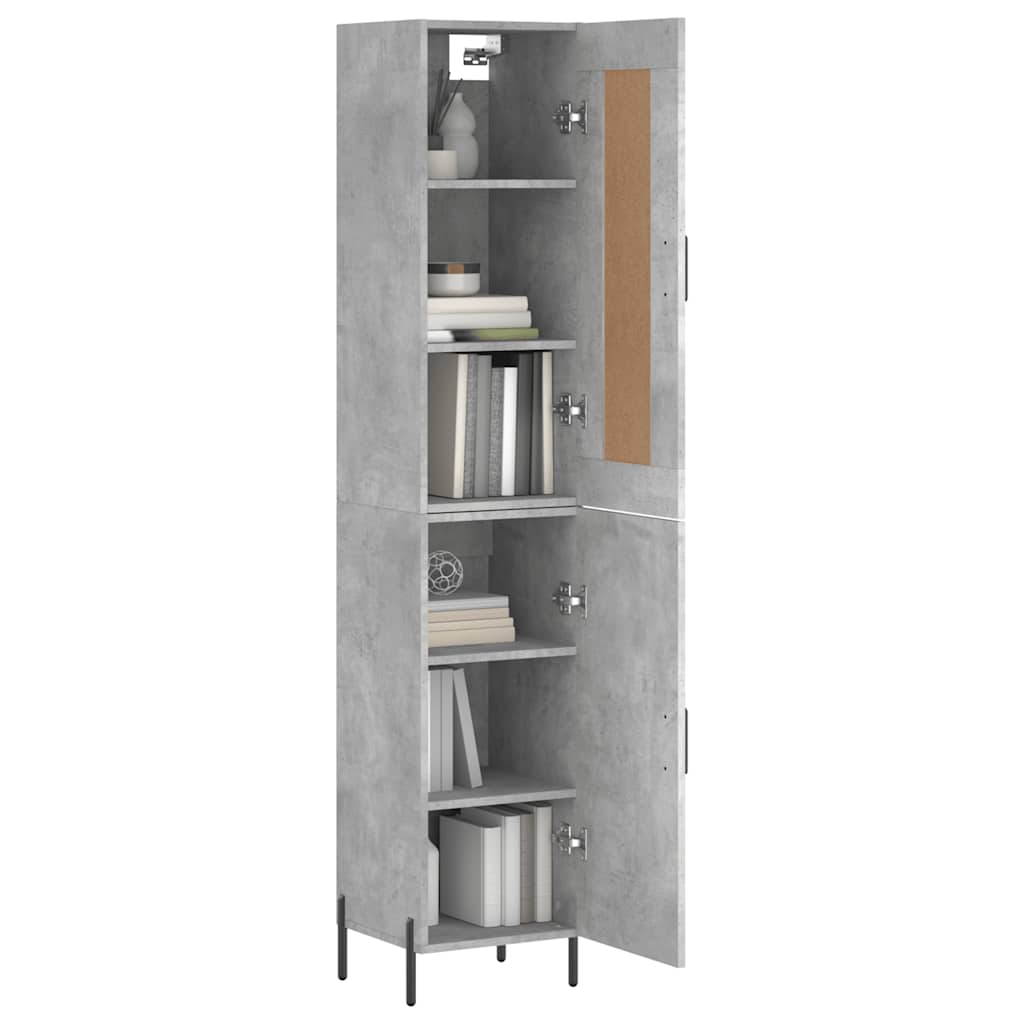 betonszürke szerelt fa magasszekrény 34,5x34x180 cm