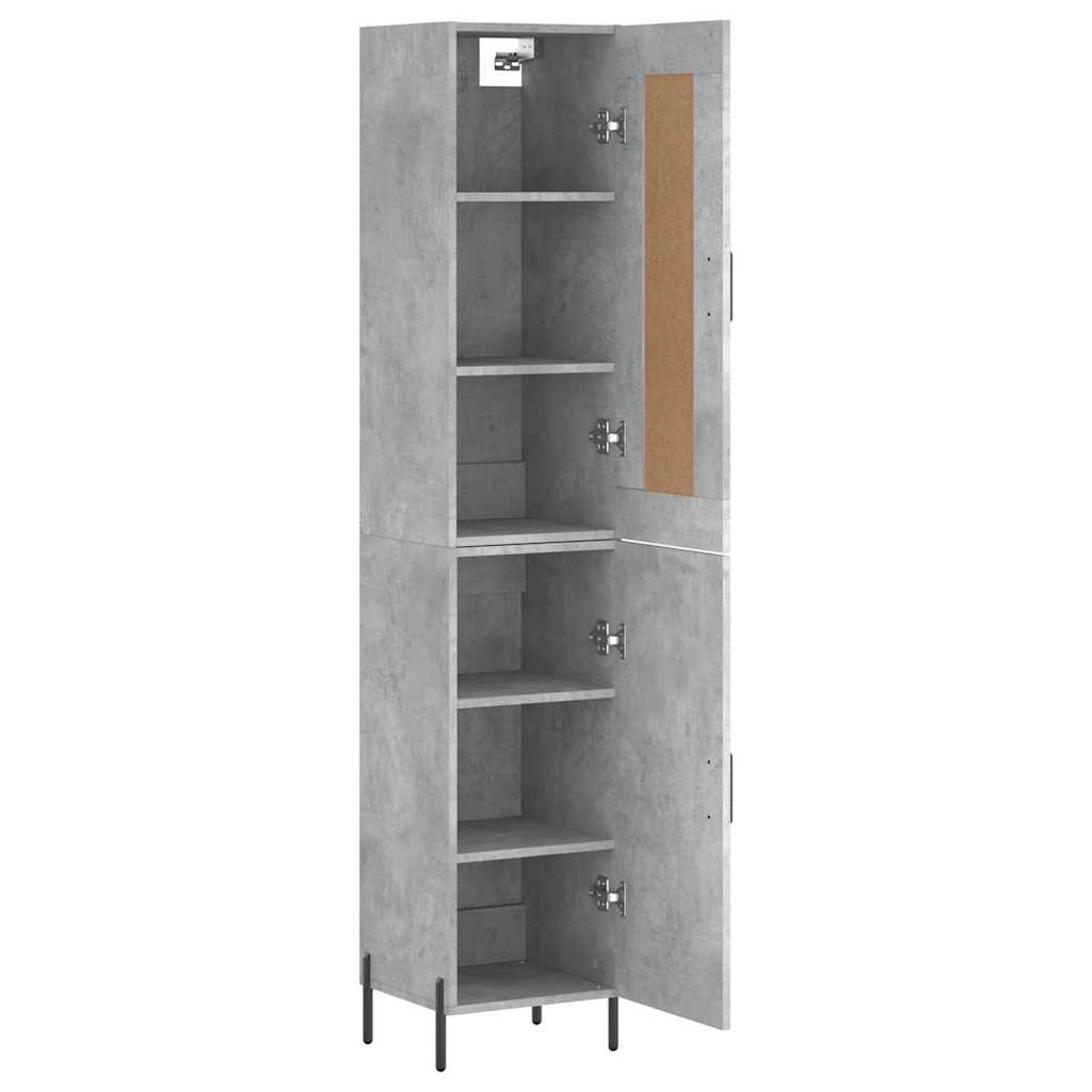 betonszürke szerelt fa magasszekrény 34,5x34x180 cm