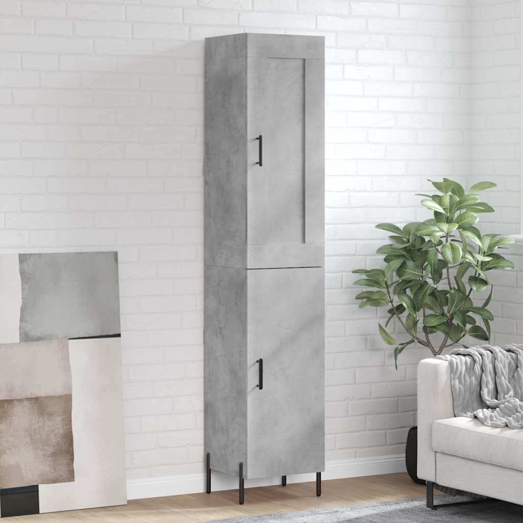 betonszürke szerelt fa magasszekrény 34,5x34x180 cm