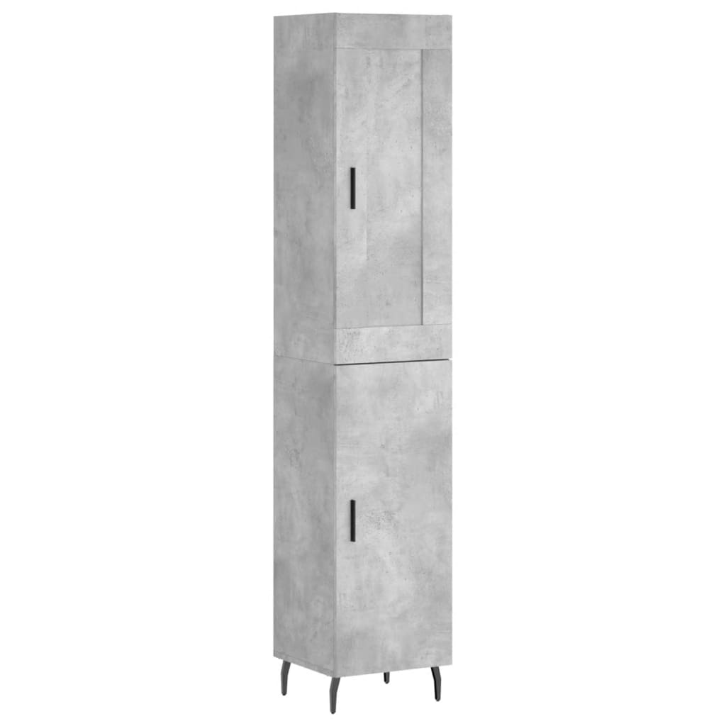 betonszürke szerelt fa magasszekrény 34,5x34x180 cm