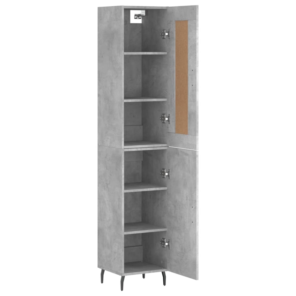 betonszürke szerelt fa magasszekrény 34,5x34x180 cm