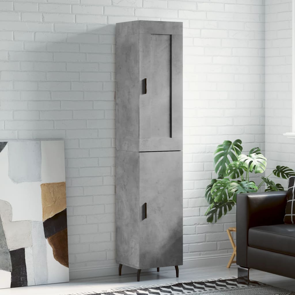 betonszürke szerelt fa magasszekrény 34,5x34x180 cm
