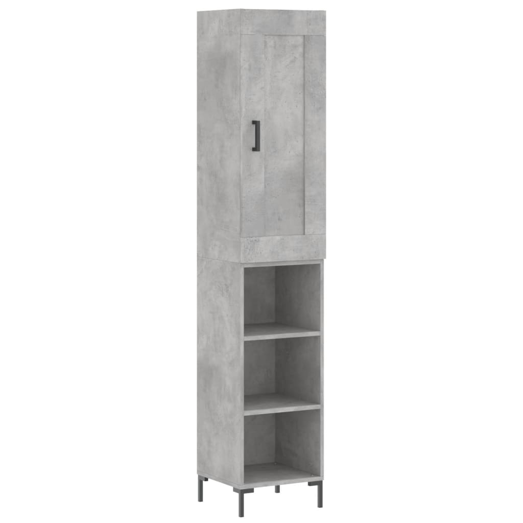 betonszürke szerelt fa magasszekrény 34,5x34x180 cm