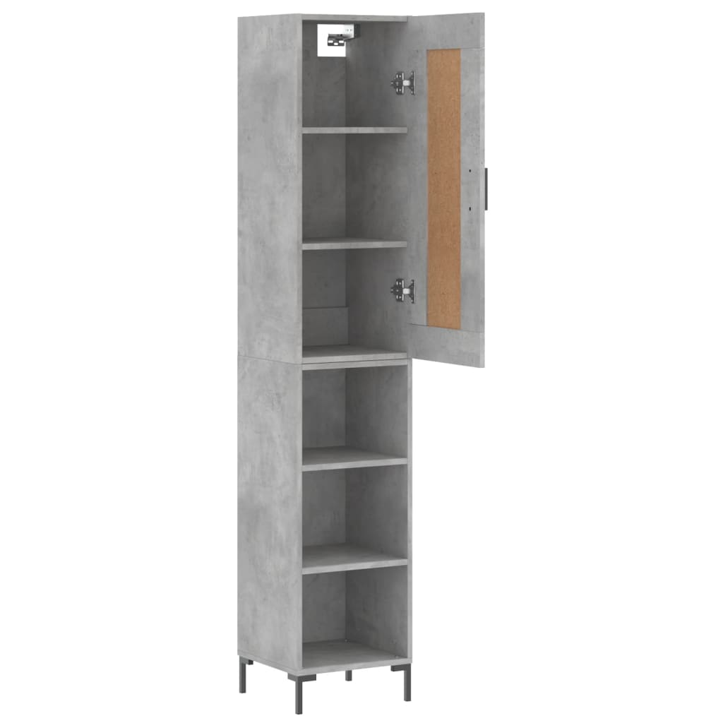 betonszürke szerelt fa magasszekrény 34,5x34x180 cm