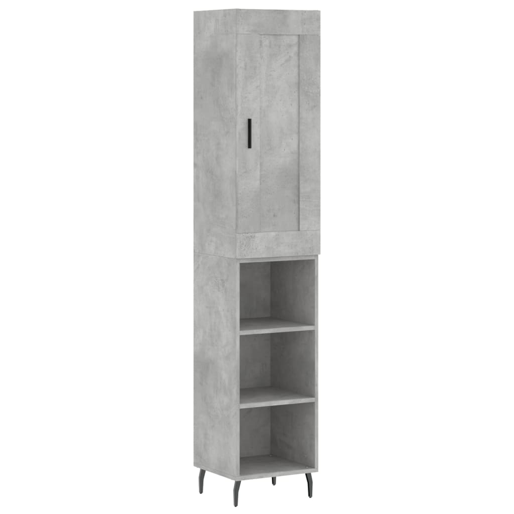 betonszürke szerelt fa magasszekrény 34,5x34x180 cm
