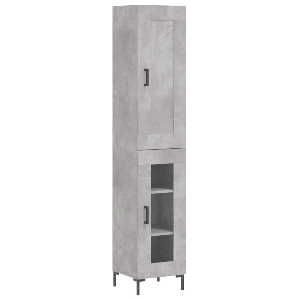 betonszürke szerelt fa magasszekrény 34,5x34x180 cm