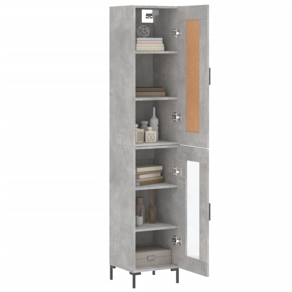 betonszürke szerelt fa magasszekrény 34,5x34x180 cm