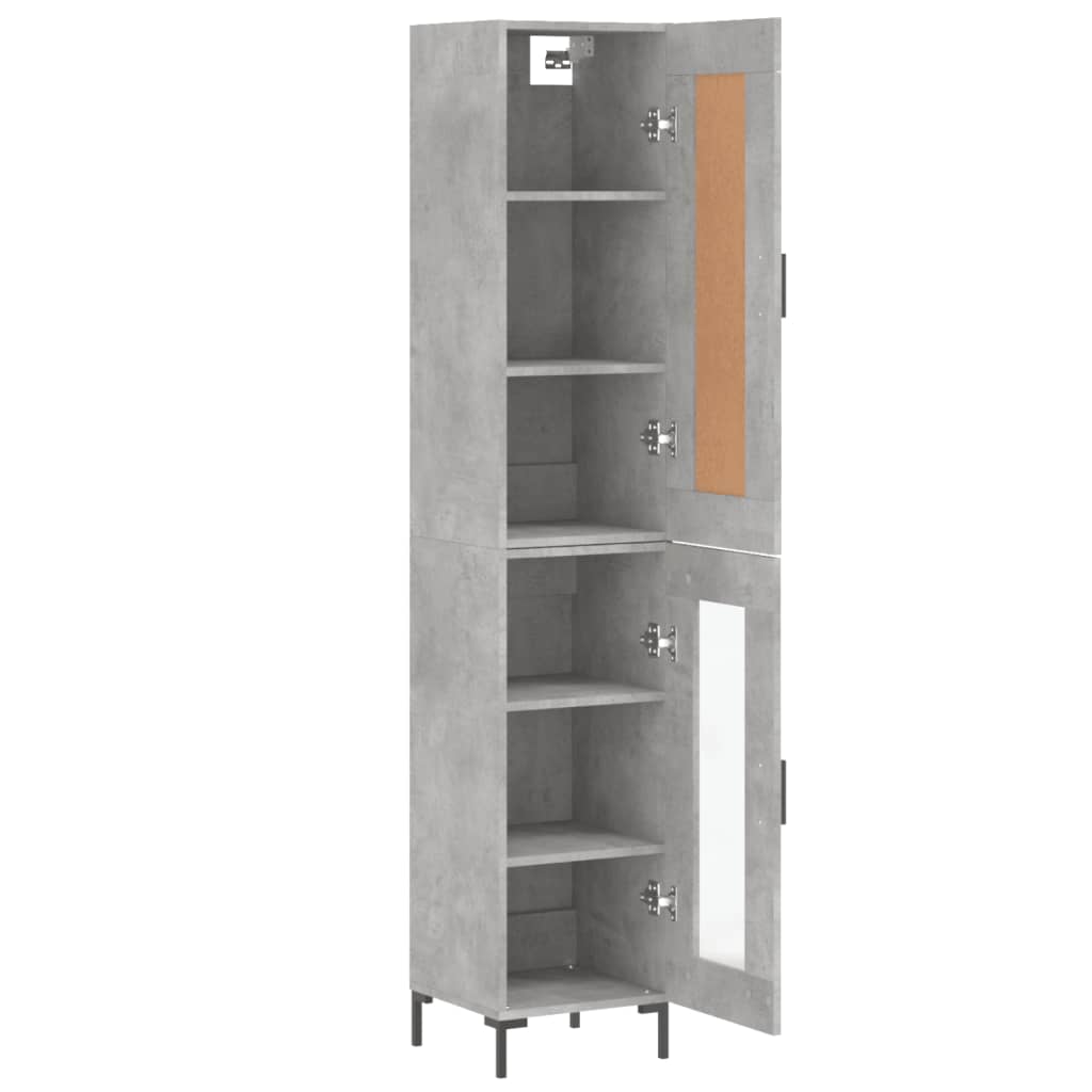 betonszürke szerelt fa magasszekrény 34,5x34x180 cm