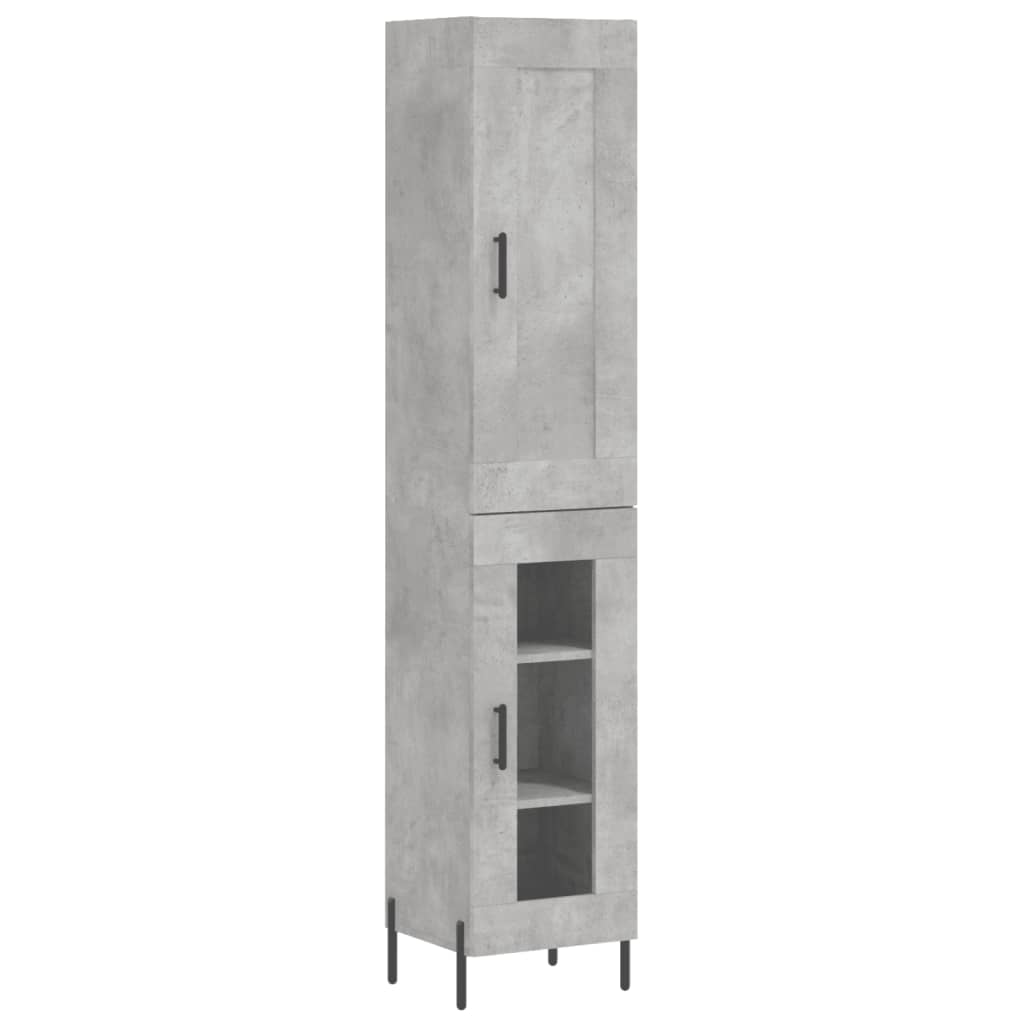 betonszürke szerelt fa magasszekrény 34,5x34x180 cm